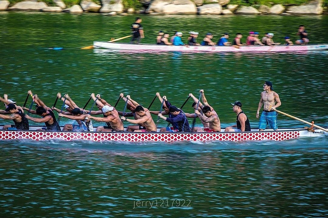 The dragon boat race is intense and exciting!