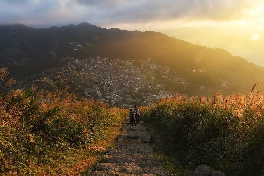 Jiufen Old Street is shining brightly under the sun.