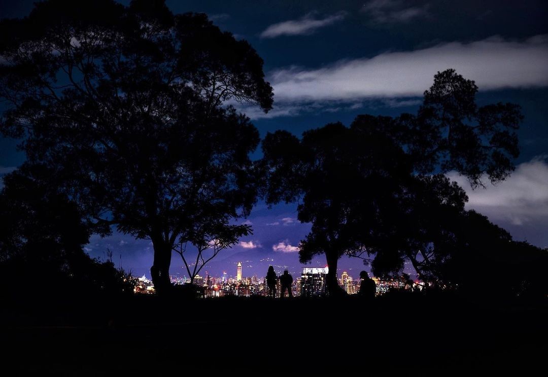 身旁是自然带来的宁静辽阔,眼前是城市带来的璀璨夜色。