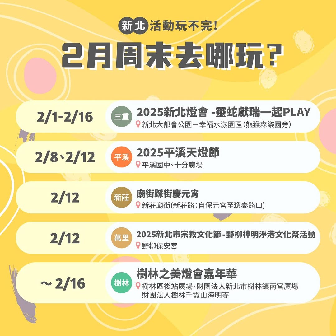 2月周末去哪玩？新北活動玩不完！